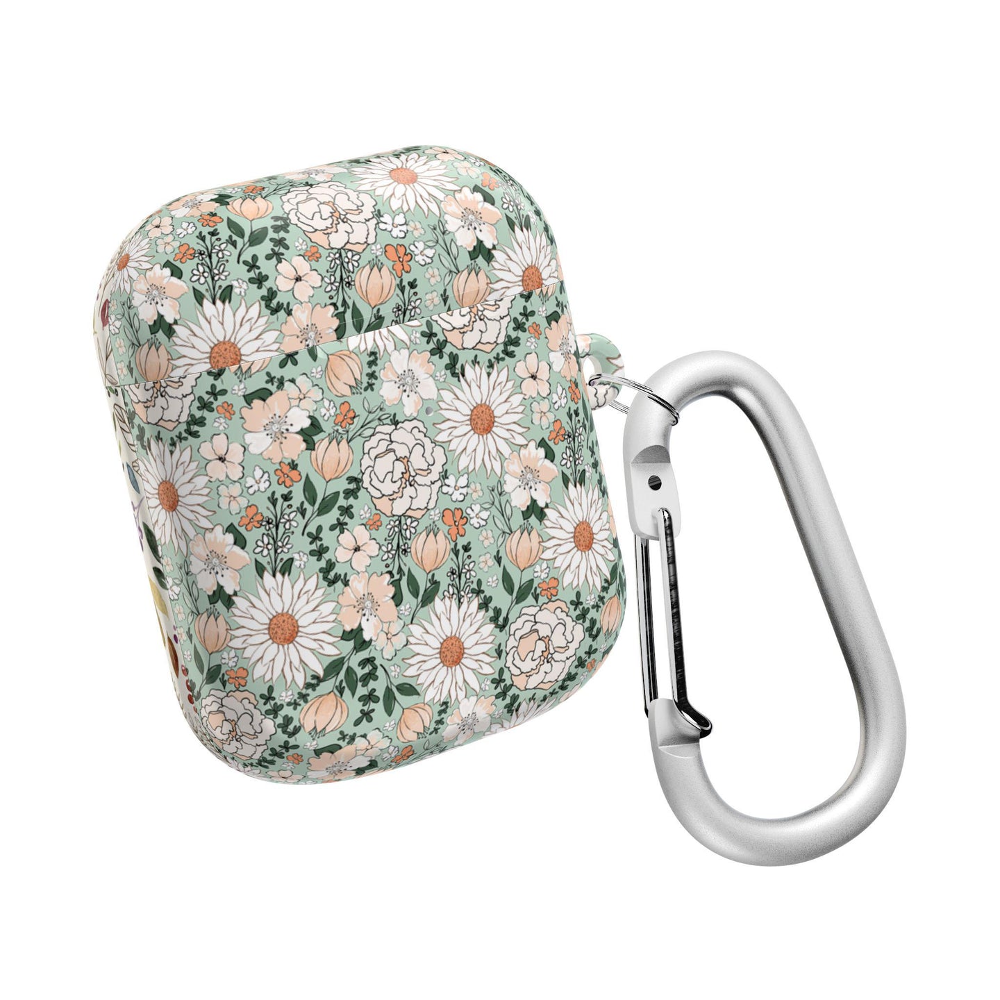 Floral AirPod Cases, Green and White Flower Pattern Protective Cover, AirPods Accessories, Floral Tech Gift, AirPods Case for Women, Cute